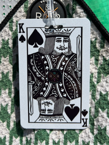 Image of the back of the Rocks N' Roses King Venmo Golf Bag Tag.