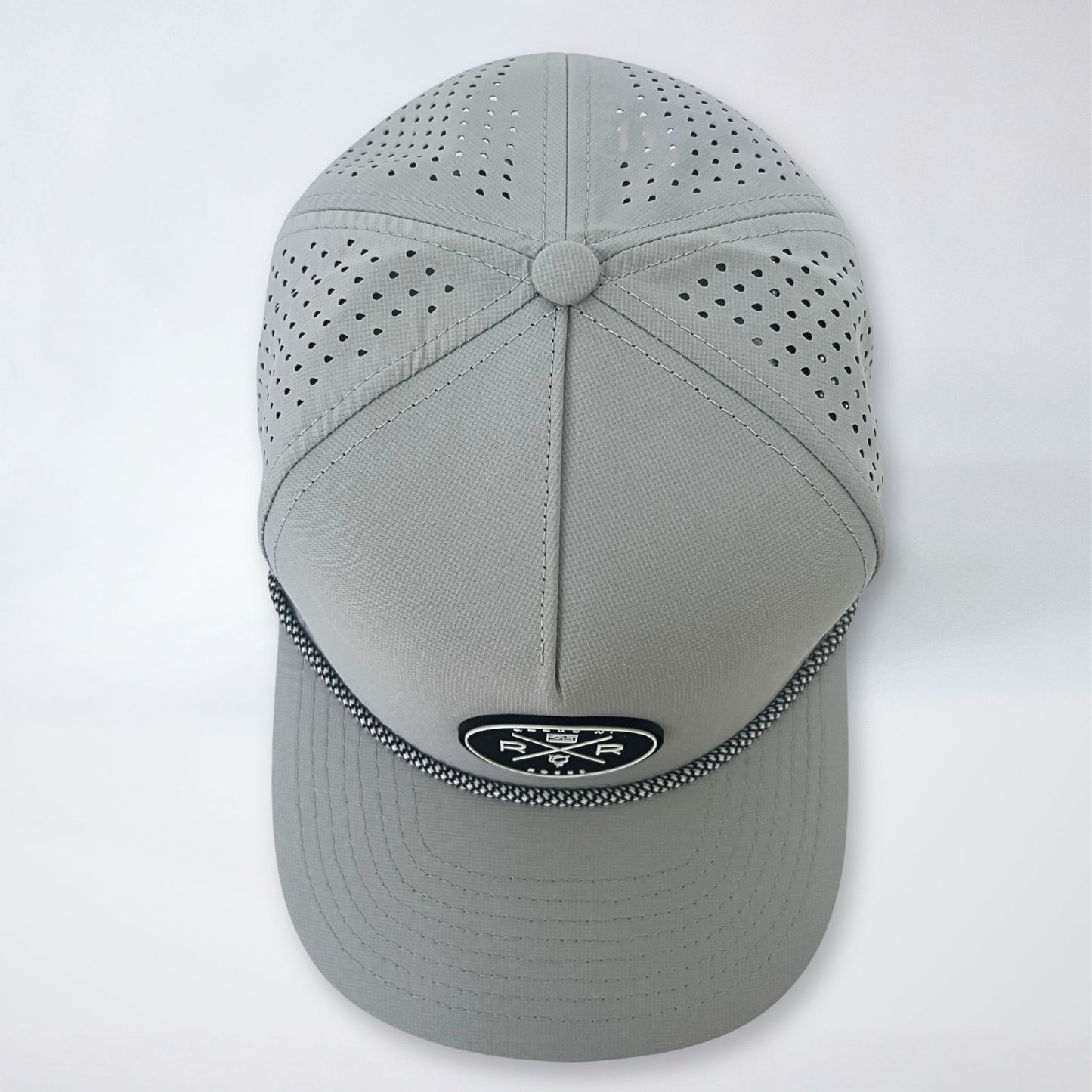 Gray Snapback Golf Hat – Black & White Rope