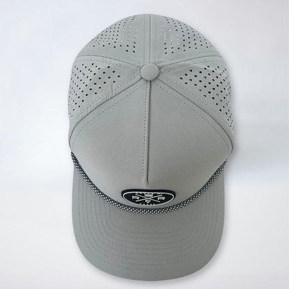 Gray Snapback Golf Hat – Black & White Rope