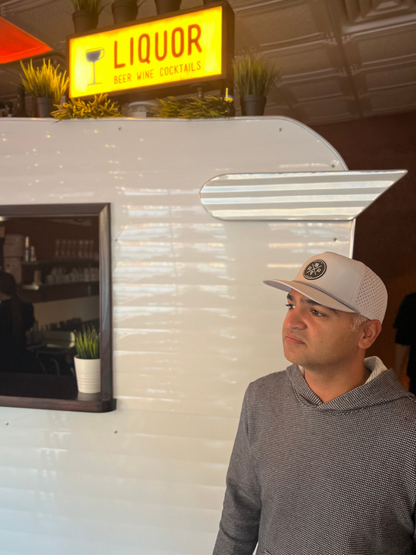 Gray Golf Snapback Hat with Rubber Logo and Rope