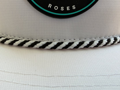 White Snapback Golf Hat – Black & White Spiral Rope