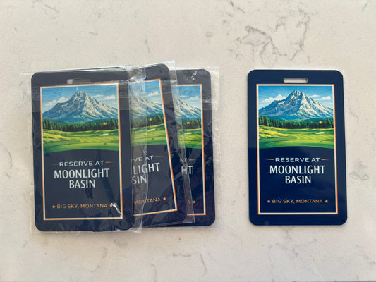 Image of a sublimated metal golf bag tag featuring a custom design - 4 pack.