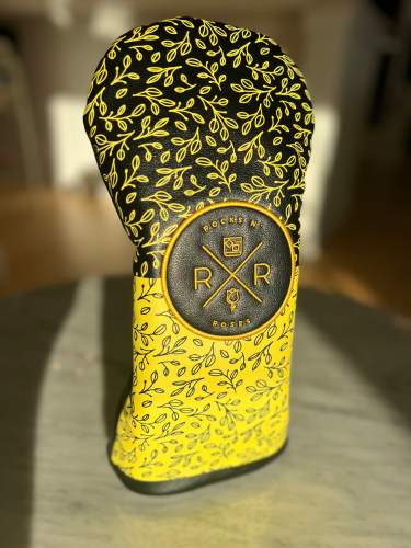 Photograph of the Rocks N' Roses Gold and Black Floral PU Leather Driver Headcover.