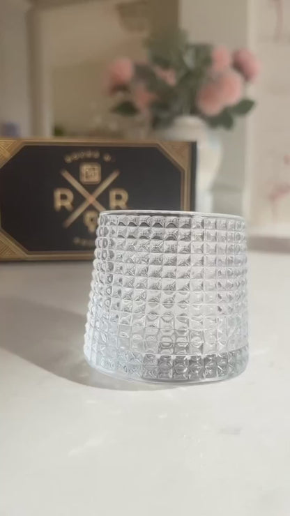 Video of the Rocks N' Roses spinning whisky glass or bourbon glass.
