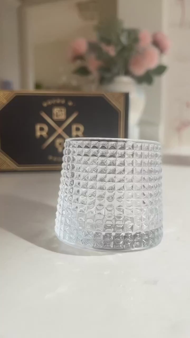Video of the Rocks N' Roses spinning whisky glass or bourbon glass.