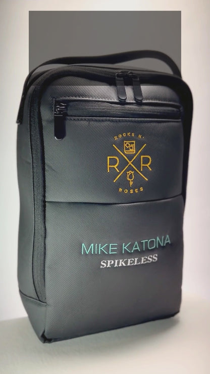 Rocks N' Roses custom embroidered golf shoe bag personalized with the golfers name, golf shoe spike type - Spikeless/Spikes, as well as club or course logo.